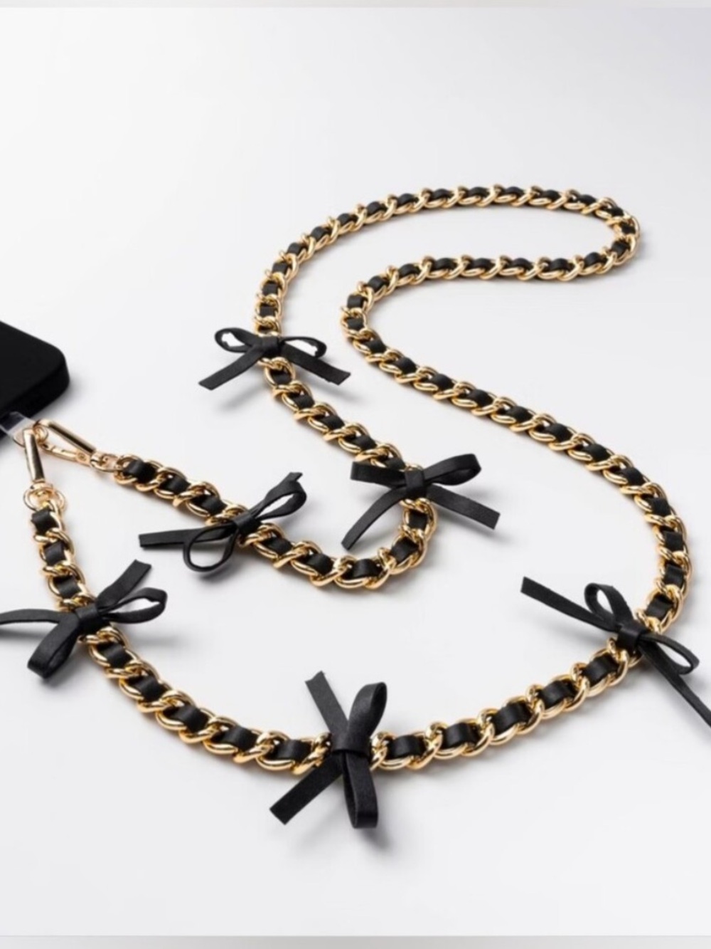Hello Lux Phone Crossbody Chain with Black Bows NEW